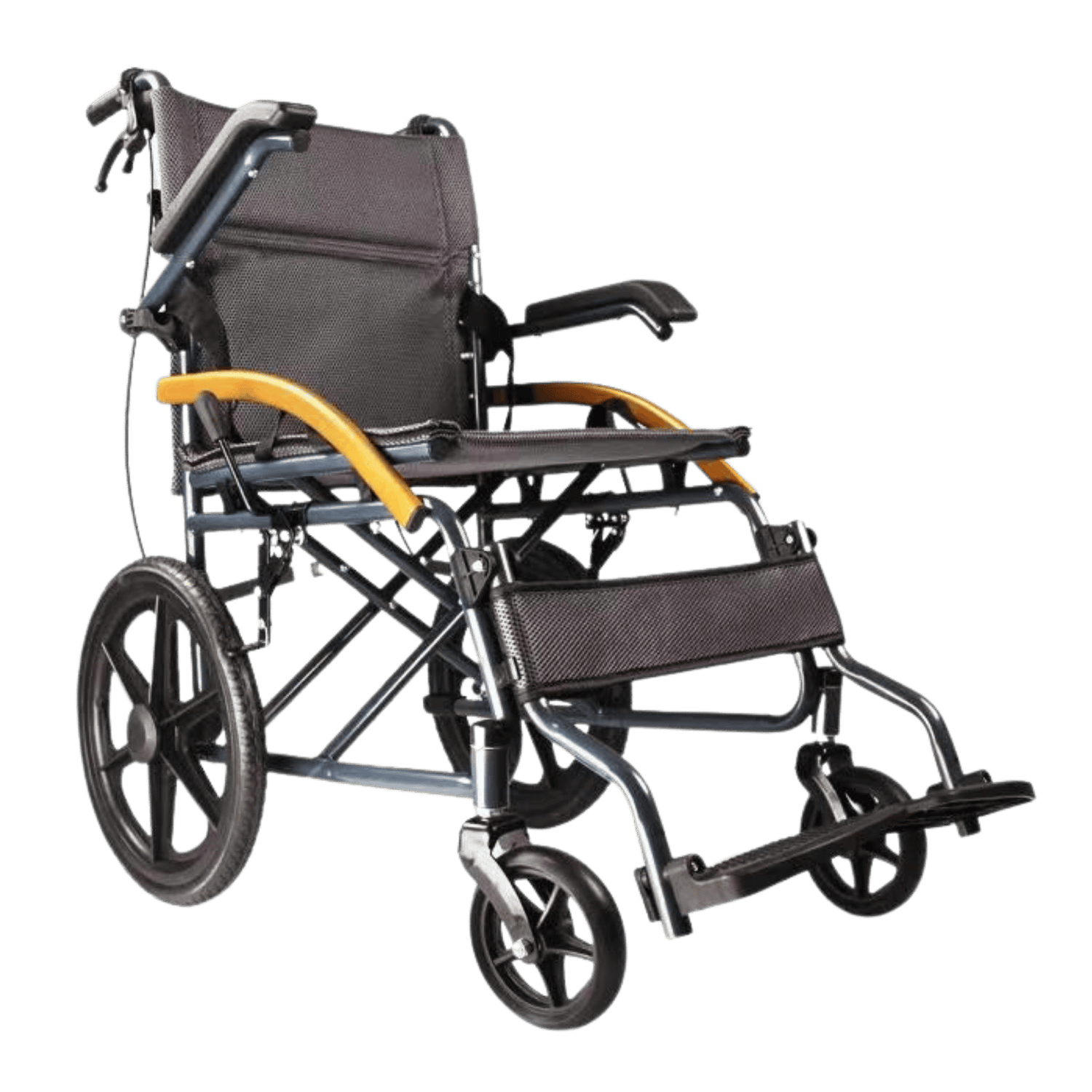 Katlanabilir alüminyum gövde lityum pilli hafif akülü tekerlekli sandalye