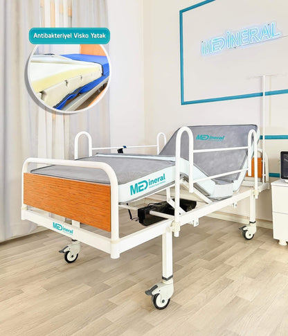 2 Motor Eko Hasta Karyolası | 15 Cm Antibakteriyel Visko Yatak + Alez