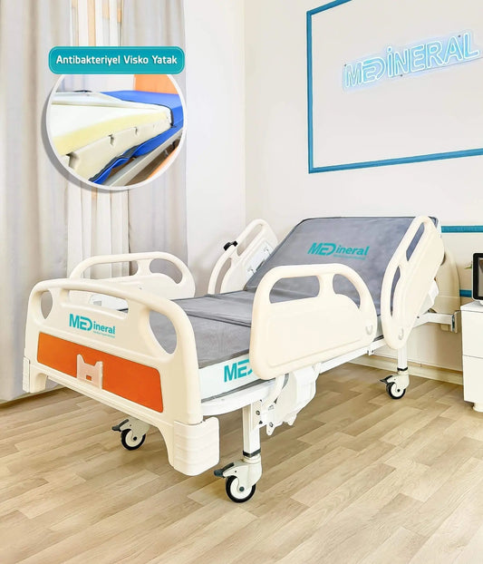 2 Motor Full ABS Hasta Karyolası | 15 CM Antibakteriyel Visko Yatak + Alez