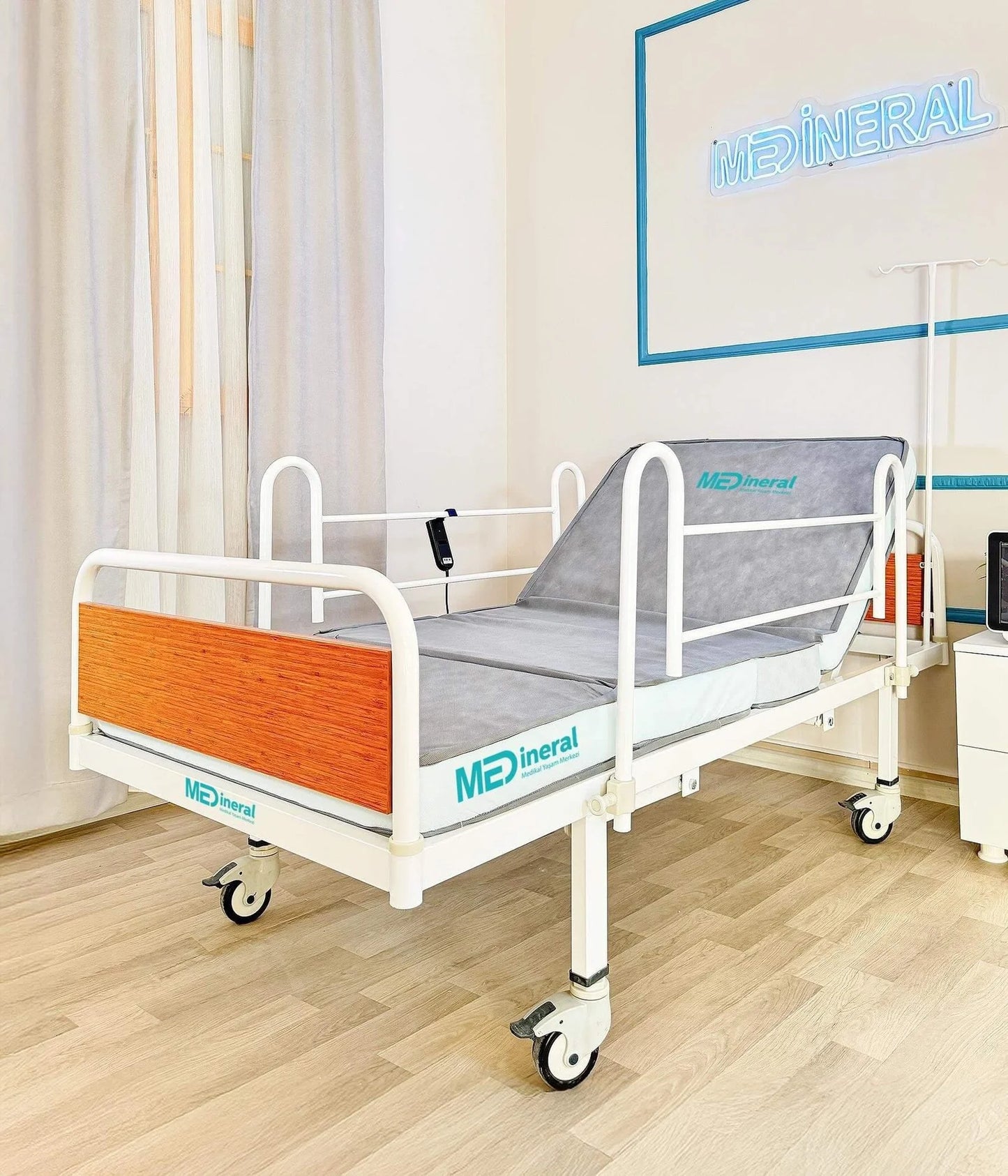 2 Motor Eko Hasta Karyolası | 15 Cm Antibakteriyel Visko Yatak + Alez