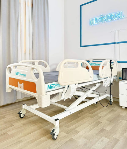 3 Motor Hasta Karyolası | Full ABS Asansörlü + 15 CM Antibakteriyel Visko Yatak + Alez