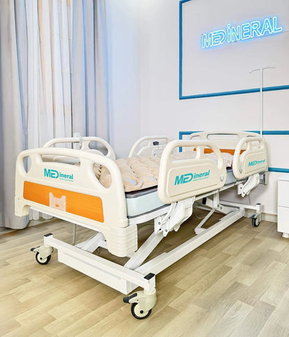 3 Motor Hasta Karyolası | Full ABS Asansörlü + Baklava Tipi Havalı Yatak + Alez