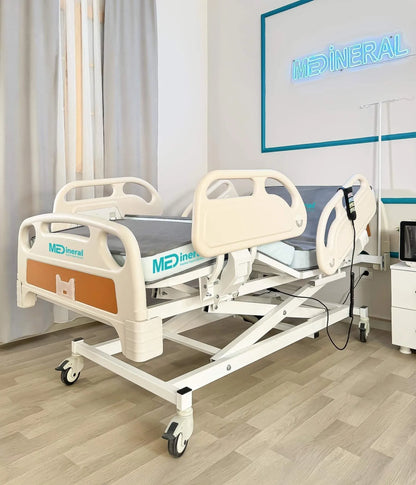 3 Motor Hasta Karyolası | Full ABS Asansörlü + 15 CM Antibakteriyel Visko Yatak + Alez