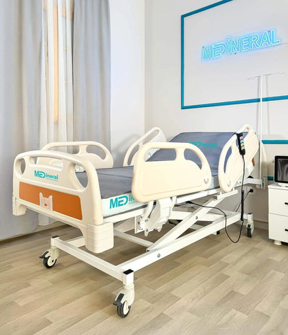 3 Motor Hasta Karyolası | Full ABS Asansörlü + 15 CM Antibakteriyel Visko Yatak + Alez