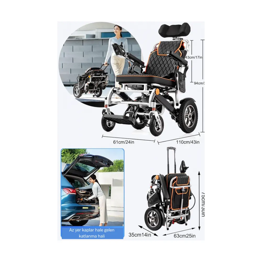 Poylin P206 Ultra Hafif Akülü Sandalye | Katlanabilir & Lityum