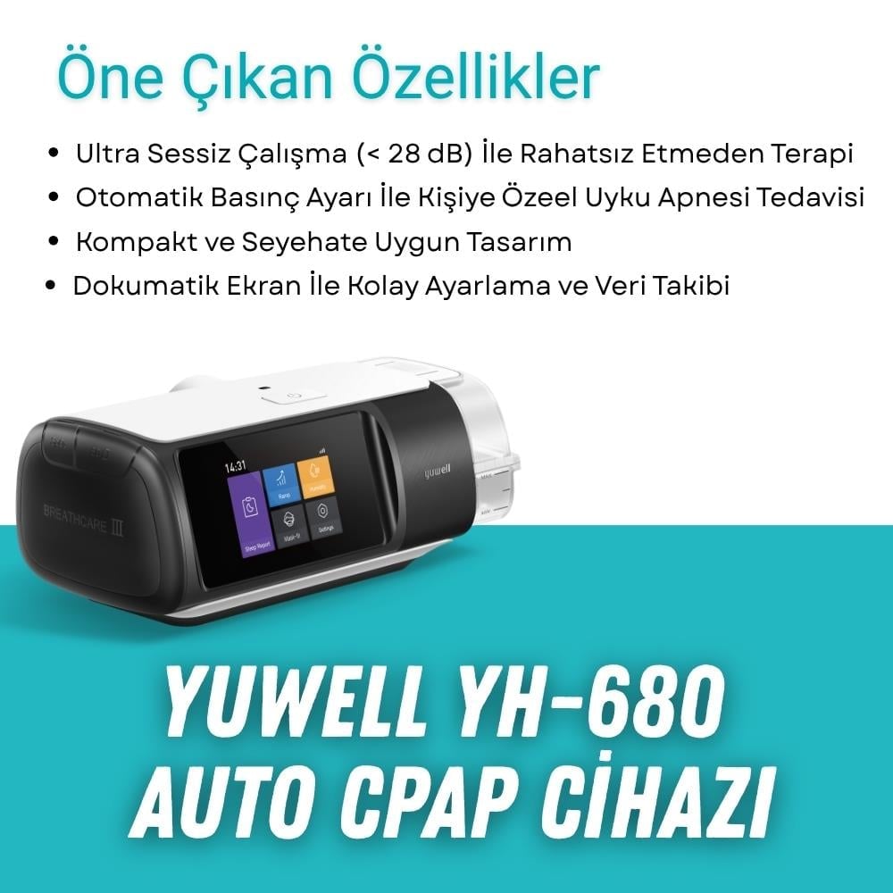 Yuwell Auto CPAP YH-680 Cihazı | Ultra Sessiz, Otomatik Basınç Ayarlı Uyku Apnesi Cihazı